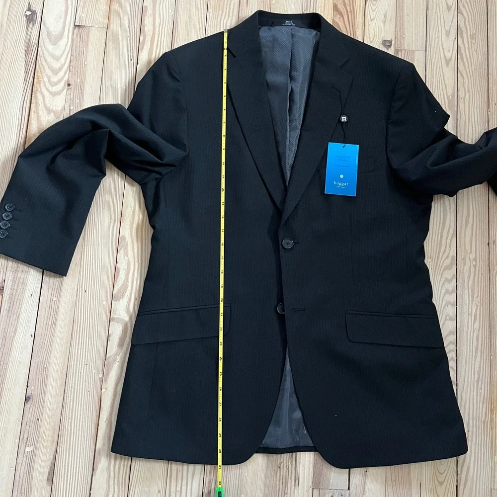 NWT Haggar Mens Black Pinstripe Suit‎ Separate Blazer 40 Regular Preppy Business